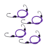 Maxbell 4Pcs Mini Bungee Cord Elastic Rope with Hooks for Camping Tents Hunting Purple 50cm