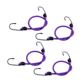 Maxbell 4Pcs Mini Bungee Cord Elastic Rope with Hooks for Camping Tents Hunting Purple 30cm