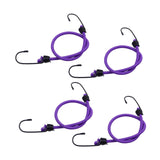 Maxbell 4Pcs Mini Bungee Cord Elastic Rope with Hooks for Camping Tents Hunting Purple 30cm