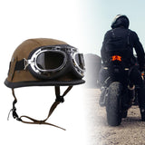 Maxbell Retro Helmet Protection with Goggles Vintage Cap Half Face Helmet Unisex Men M