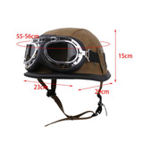 Maxbell Retro Helmet Protection with Goggles Vintage Cap Half Face Helmet Unisex Men M