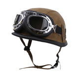 Maxbell Retro Helmet Protection with Goggles Vintage Cap Half Face Helmet Unisex Men M