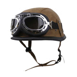 Maxbell Retro Helmet Protection with Goggles Vintage Cap Half Face Helmet Unisex Men M