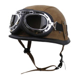 Maxbell Retro Helmet Protection with Goggles Vintage Cap Half Face Helmet Unisex Men M