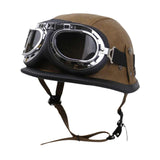 Maxbell Retro Helmet Protection with Goggles Vintage Cap Half Face Helmet Unisex Men M