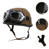 Maxbell Retro Helmet Protection with Goggles Vintage Cap Half Face Helmet Unisex Men M