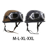 Maxbell Retro Helmet Protection with Goggles Vintage Cap Half Face Helmet Unisex Men M