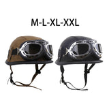Maxbell Retro Helmet Protection with Goggles Vintage Cap Half Face Helmet Unisex Men M