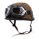 Maxbell Retro Helmet Protection with Goggles Vintage Cap Half Face Helmet Unisex Men L