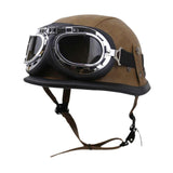 Maxbell Retro Helmet Protection with Goggles Vintage Cap Half Face Helmet Unisex Men L