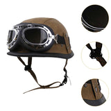 Maxbell Retro Helmet Protection with Goggles Vintage Cap Half Face Helmet Unisex Men L