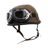 Maxbell Retro Helmet Protection with Goggles Vintage Cap Half Face Helmet Unisex Men XL