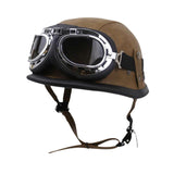 Maxbell Retro Helmet Protection with Goggles Vintage Cap Half Face Helmet Unisex Men XXL