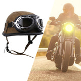 Maxbell Retro Helmet Protection with Goggles Vintage Cap Half Face Helmet Unisex Men XXL