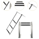 Maxbell Marine Boat Ladder 3 Step Dock Ladder Boating Deck Ladder Telescoping Ladder