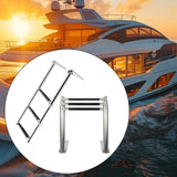 Maxbell Marine Boat Ladder 3 Step Dock Ladder Boating Deck Ladder Telescoping Ladder