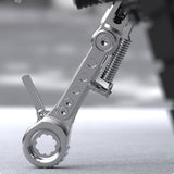 Maxbell Adjustable Motorcycle Foot Side Support Stand Aluminum Alloy Sturdy Silvery
