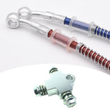 Maxbell Brake Oil Hose Pipe Three Way Connector Front Double Disc Conversion Set Silver
