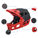Maxbell Full Face Bike Helmet Fashion Bicycle Helmet for Cycling Riding Outdoor Black Red L