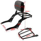Maxbell Motorcycle Sissy Bar Backrest Assembly Passenger Assembled Backrest Rear Pad grid