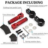 Maxbell Generic Motorcycle Foot Pegs Foldable Practical Footpegs for Motorcycle Red