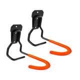 Maxbell 2x Garage Hooks for Hanging Bike Iron for Bicycles Wheel Ladders Garden Orange