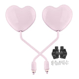 Maxbell Motorcycle Heart Shaped Rearview Mirror Professional Wide View Universal Fit Pink