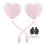 Maxbell Motorcycle Heart Shaped Rearview Mirror Professional Wide View Universal Fit Pink