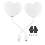 Maxbell Motorcycle Heart Shaped Rearview Mirror Professional Wide View Universal Fit White