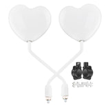 Maxbell Motorcycle Heart Shaped Rearview Mirror Professional Wide View Universal Fit White