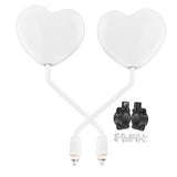 Maxbell Motorcycle Heart Shaped Rearview Mirror Professional Wide View Universal Fit White