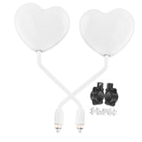 Maxbell Motorcycle Heart Shaped Rearview Mirror Professional Wide View Universal Fit White