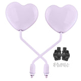 Maxbell Motorcycle Heart Shaped Rearview Mirror Professional Wide View Universal Fit Light Purple