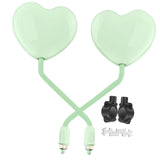 Maxbell Motorcycle Heart Shaped Rearview Mirror Professional Wide View Universal Fit Green
