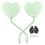 Maxbell Motorcycle Heart Shaped Rearview Mirror Professional Wide View Universal Fit Green
