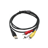 1.5m/5ft USB A Male to 3 RCA Male AV A/V TV Camcorder Adapter Cord Cable for Vidio TV & Video