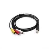 1.5m/5ft USB A Male to 3 RCA Male AV A/V TV Camcorder Adapter Cord Cable for Vidio TV & Video