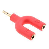 Maxbell 3.5mm Double Jack Y Audio Splitter Earphone Headphone Adapter White + Red