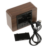 Desktop LED Wooden Alarm Clock Sound Control Electronic Home clock brown