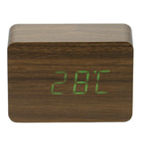 Desktop LED Wooden Alarm Clock Sound Control Electronic Home clock brown