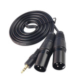 Dual XLR Male to 3.5mm Microphone Cable, Unbalanced Dual Male XLR to 1/8 Inch TRS Stereo Mini Jack AUX Cord Audio Cable 1.5m