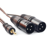 Dual XLR Male to 3.5mm Microphone Cable, Unbalanced Dual Male XLR to 1/8 Inch TRS Stereo Mini Jack AUX Cord Audio Cable 1.5m