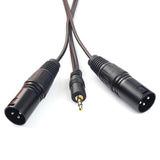 Dual XLR Male to 3.5mm Microphone Cable, Unbalanced Dual Male XLR to 1/8 Inch TRS Stereo Mini Jack AUX Cord Audio Cable 1.5m