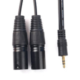 Dual XLR Male to 3.5mm Microphone Cable, Unbalanced Dual Male XLR to 1/8 Inch TRS Stereo Mini Jack AUX Cord Audio Cable 1.5m