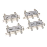 Maxbell 4Pieces 4 Way Coax Coaxial Cable TV Splitter for Video VCR RF Antenna