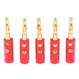 Maxbell 2x5Pcs 4mm Gold Plated Speaker Wire Banana Plug Test Audio Connector  red