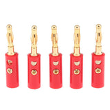 Maxbell 5Pcs/Pack Gold Plated Stereo Speaker Cable Banana Plug Connectors, (Open Screw Type), Red - Aladdin Shoppers