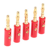 Maxbell 5Pcs/Pack Gold Plated Stereo Speaker Cable Banana Plug Connectors, (Open Screw Type), Red - Aladdin Shoppers