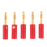 Maxbell 2x5Pcs 4mm Gold Plated Speaker Wire Banana Plug Test Audio Connector  red