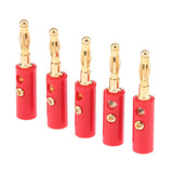 Maxbell 2x5Pcs 4mm Gold Plated Speaker Wire Banana Plug Test Audio Connector  red